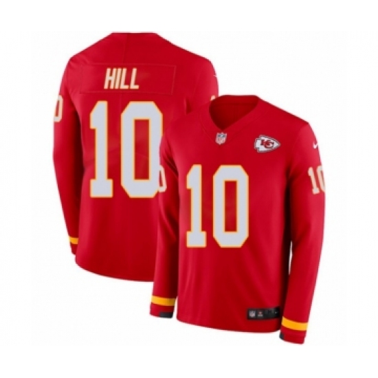Men's Nike Kansas City Chiefs #10 Tyreek Hill Limited Red Therma Long Sleeve NFL Jersey - Ujersey