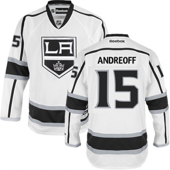 Men's Reebok Los Angeles Kings #15 Andy Andreoff Authentic White Away NHL Jersey - Ujersey