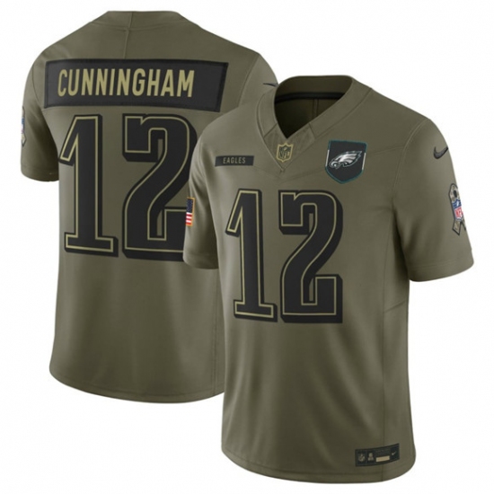 Men's Philadelphia Eagles #12 Randall Cunningham Olive 2025 Salute to Service Limited Football Stitched Jersey - Ujersey