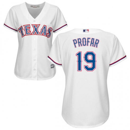 Women's Majestic Texas Rangers #19 Jurickson Profar Authentic White Home Cool Base MLB Jersey - Ujersey