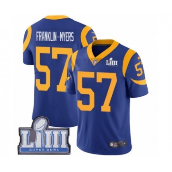 Men's Nike Los Angeles Rams #57 John Franklin-Myers Royal Blue Alternate Vapor Untouchable Limited Player Super Bowl LIII Bound NFL Jersey - Ujersey