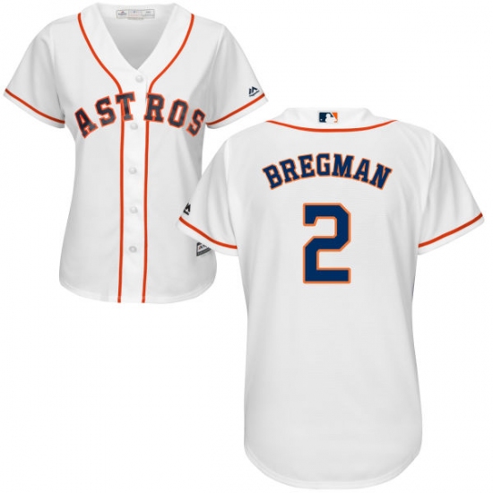 Women's Majestic Houston Astros #2 Alex Bregman Authentic White Home Cool Base MLB Jersey - Ujersey