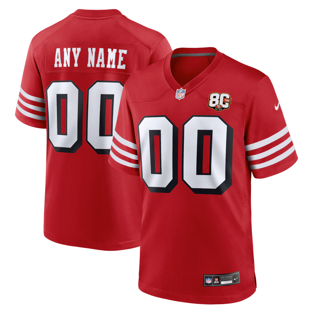 Youth San Francisco 49ers Nike Red 80th Anniversary Alternate Custom Game Jersey - Ujersey
