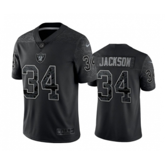 Men's Las Vegas Raiders #34 Bo Jackson Black Reflective Limited Stitched Football Jersey - Ujersey