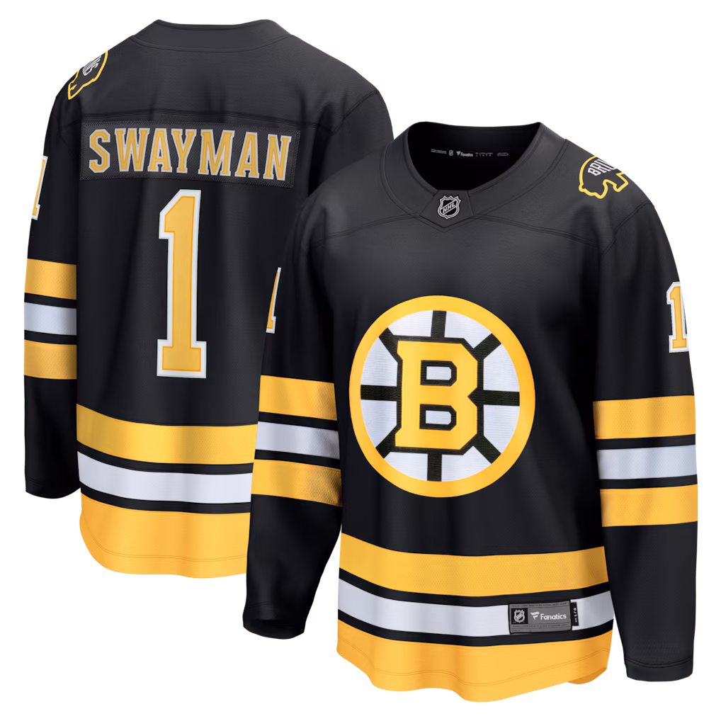 Men's Boston Bruins Jeremy Swayman Fanatics Black Home Breakaway Jersey - ujerseystore