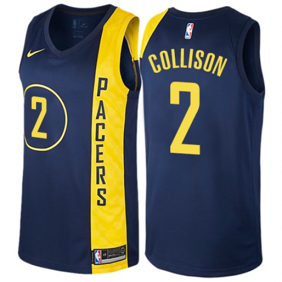 Men's Nike Indiana Pacers #2 Darren Collison Authentic Navy Blue NBA Jersey - City Edition - Ujersey