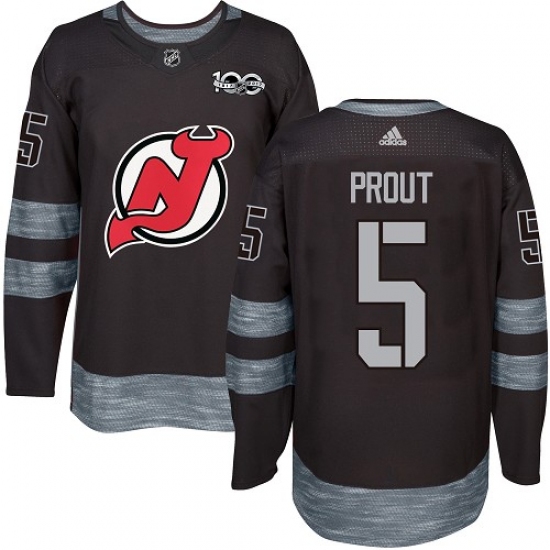 Men's Adidas New Jersey Devils #5 Dalton Prout Authentic Black 1917-2017 100th Anniversary NHL Jersey