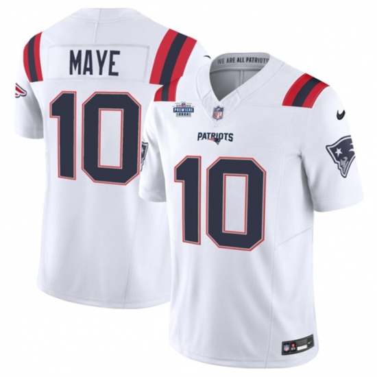 Men's New England Patriots #10 Drake Maye White 2024 With Draft F.U.S.E Vapor Limited Stitched Football Jersey - Ujersey
