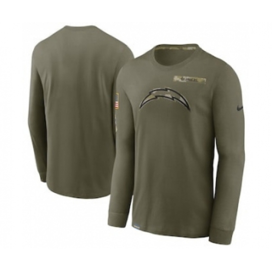 Men's Los Angeles Chargers Football Olive 2021 Salute To Service Performance Long Sleeve T-Shirt