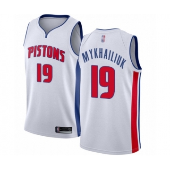 Men's Detroit Pistons #19 Sviatoslav Mykhailiuk Authentic White Basketball Jersey - Association Edition - Ujersey