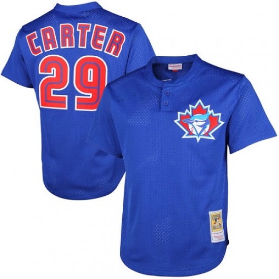 Men's Mitchell and Ness 1997 Toronto Blue Jays #29 Joe Carter Authentic Blue Throwback MLB Jersey - Ujersey