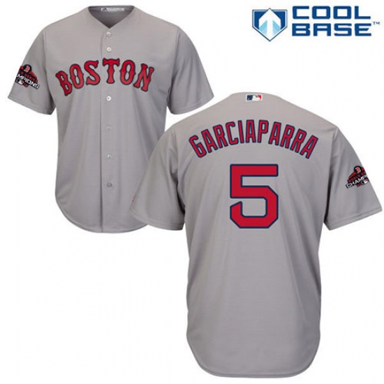 Youth Majestic Boston Red Sox #5 Nomar Garciaparra Authentic Grey Road Cool Base 2018 World Series Champions MLB Jersey - Ujersey