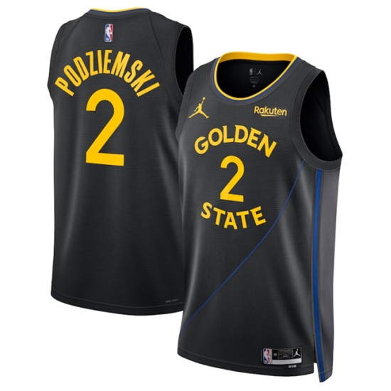 Men's Golden State Warriors #2 Brandin Podziemski Black 2024-25 Statement Edition Stitched Basketball Jersey - Ujersey