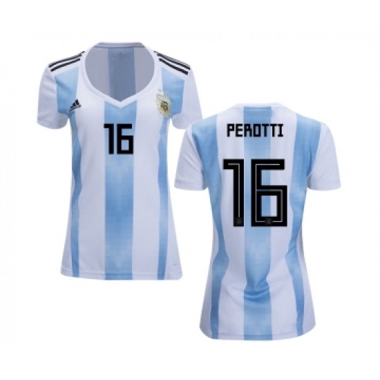 Women's Argentina #16 Perotti Home Soccer Country Jersey