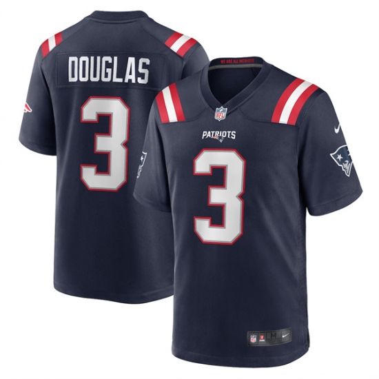 Men's New England Patriots #3 Demario Douglas Navy 2025 Football Stitched Game Jersey - Ujersey