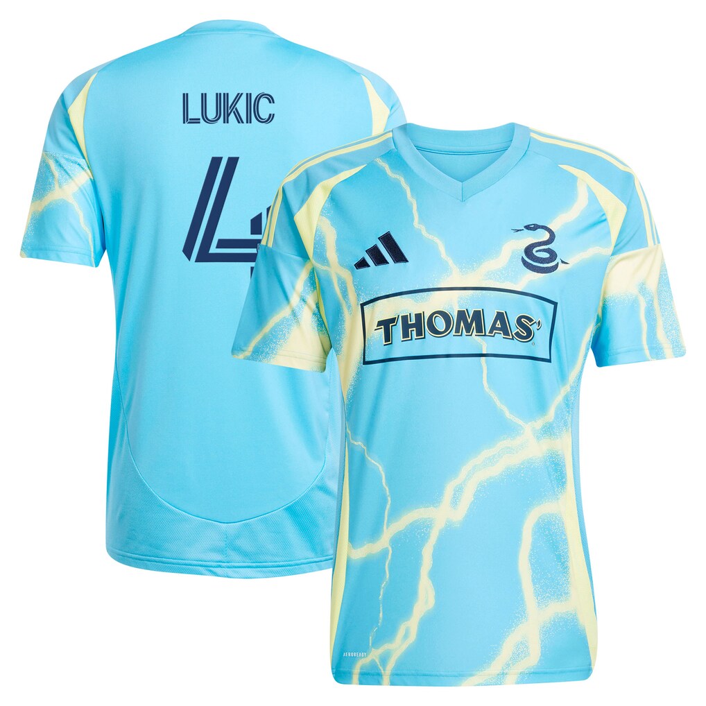 Men's Philadelphia Union Jovan Lukić adidas Blue 2025 The Voltage Kit Replica Jersey - Ujersey