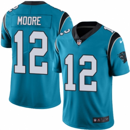 Youth Nike Carolina Panthers #12 D.J. Moore Limited Blue Rush Vapor Untouchable NFL Jersey - Ujersey