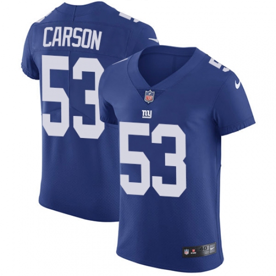 Men's Nike New York Giants #53 Harry Carson Elite Royal Blue Team Color NFL Jersey - Ujersey