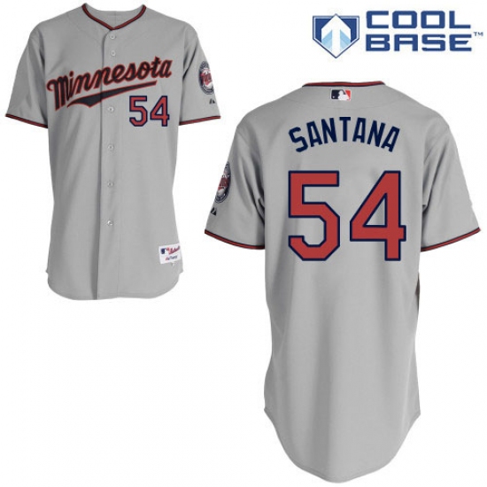 Men's Majestic Minnesota Twins #54 Ervin Santana Authentic Grey Road Cool Base MLB Jersey - Ujersey
