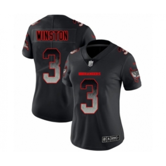Women's Tampa Bay Buccaneers #3 Jameis Winston Limited Black Smoke Fashion Football Jersey - Ujersey