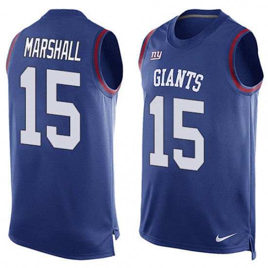 Men's Nike New York Giants #15 Brandon Marshall Limited Royal Blue Player Name & Number Tank Top NFL Jersey - Ujersey