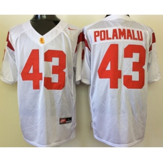 USC Trojans 43 Troy Polamalu White College Football Jersey - Ujersey