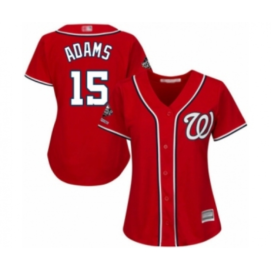 Women's Washington Nationals #15 Matt Adams Authentic Red Alternate 1 Cool Base 2019 World Series Champions Baseball Jersey - Ujersey
