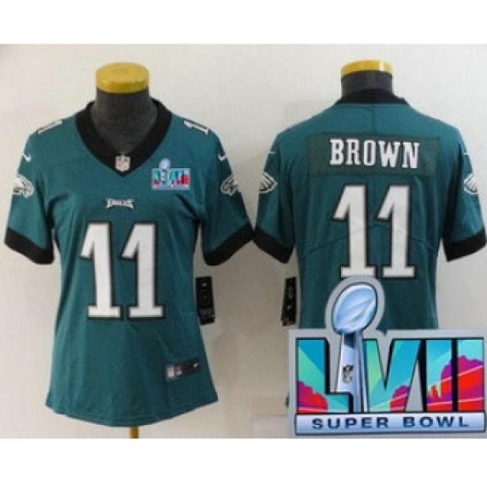 Women's Philadelphia Eagles #11 AJ Brown Limited Green Super Bowl LVII Vapor Jersey - Ujersey