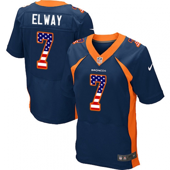 Men's Nike Denver Broncos #7 John Elway Elite Navy Blue Alternate USA Flag Fashion NFL Jersey - ujerseystore