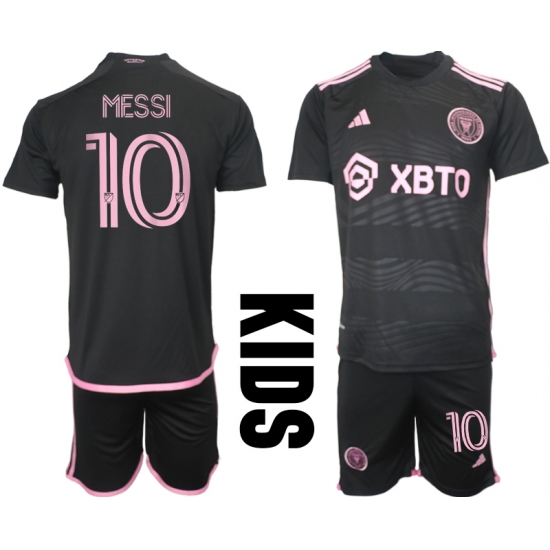 Youth Inter Miami CF #10 Lionel Messi Black Away Soccer Jersey - Ujersey