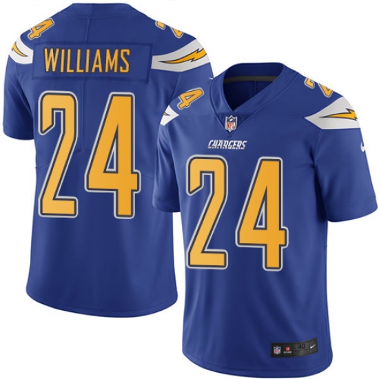 Men's Nike Los Angeles Chargers #24 Trevor Williams Elite Electric Blue Rush Vapor Untouchable NFL Jersey - Ujersey