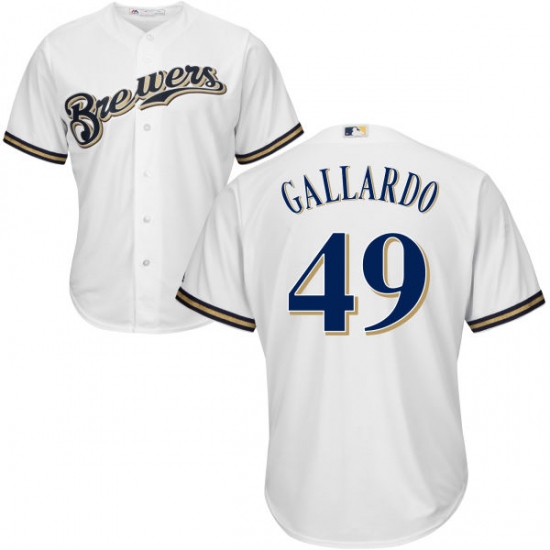 Youth Majestic Milwaukee Brewers #49 Yovani Gallardo Replica White Home Cool Base MLB Jersey - Ujersey