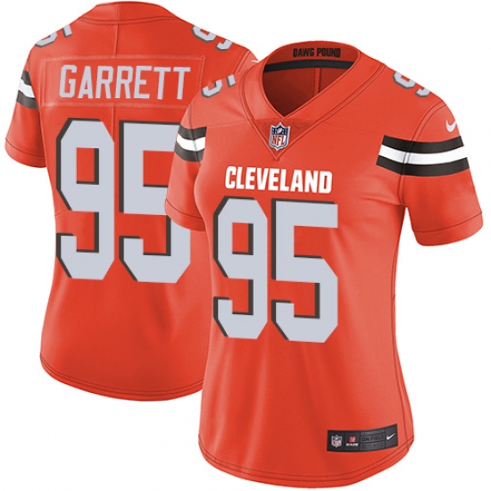Women's Nike Cleveland Browns #95 Myles Garrett Orange Alternate Vapor Untouchable Limited Player NFL Jersey - Ujersey