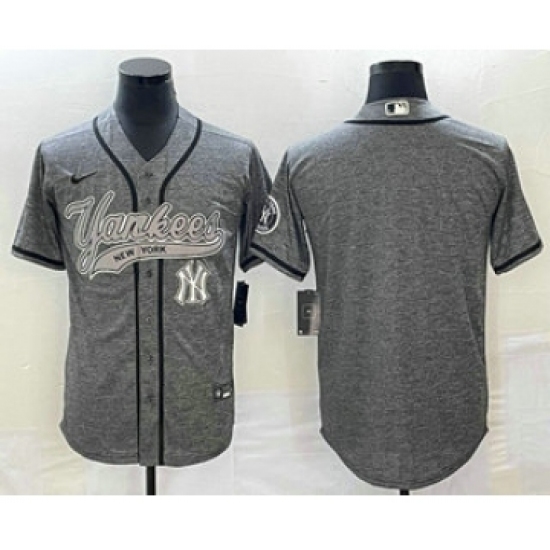 Men's New York Yankees Blank Grey Gridiron Cool Base Stitched Baseball Jerseys - Ujersey