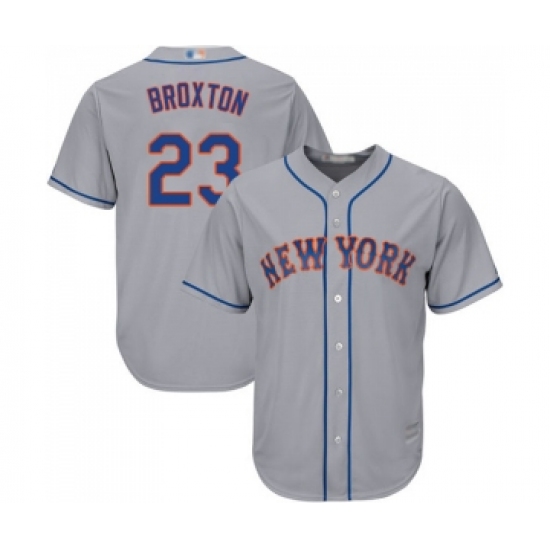 Youth New York Mets #23 Keon Broxton Authentic Grey Road Cool Base Baseball Jersey - Ujersey