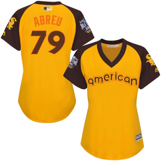Women's Majestic Chicago White Sox #79 Jose Abreu Authentic Yellow 2016 All-Star American League BP Cool Base MLB Jersey - Ujersey