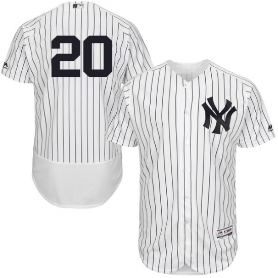 Men's Majestic New York Yankees #20 Jorge Posada White Home Flex Base Authentic Collection MLB Jersey - Ujersey