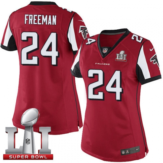 Women's Nike Atlanta Falcons #24 Devonta Freeman Red Team Color Super Bowl LI 51 Vapor Untouchable Limited Player NFL Jersey - Ujersey