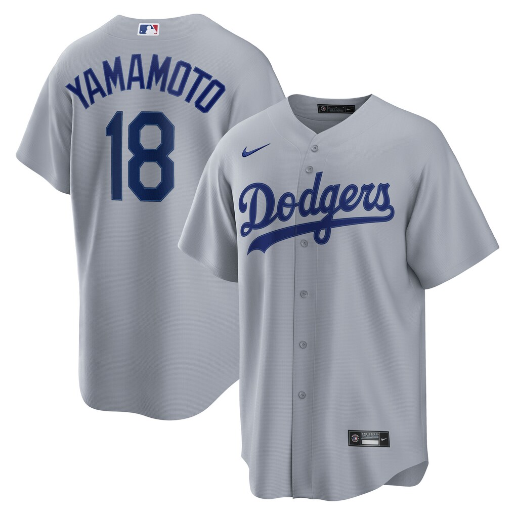 Men's Los Angeles Dodgers Yoshinobu Yamamoto Nike Gray Road Replica Jersey - SUjersey01