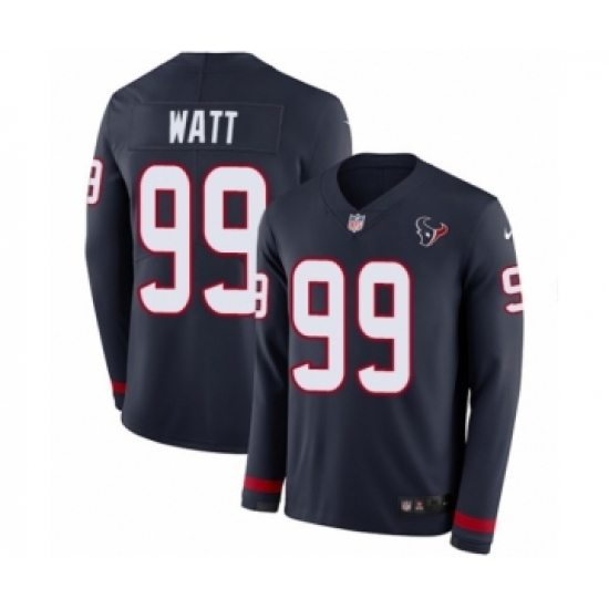 Youth Nike Houston Texans #99 J.J. Watt Limited Navy Blue Therma Long Sleeve NFL Jersey - Ujersey