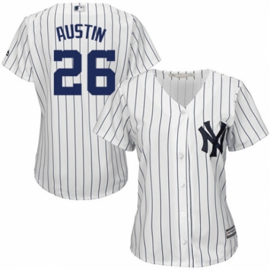 Women's Majestic New York Yankees #26 Tyler Austin Authentic White Home MLB Jersey - Ujersey