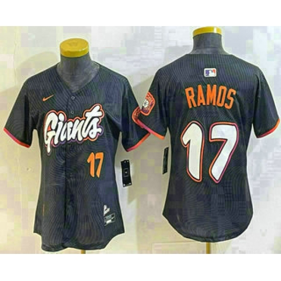 Women's San Francisco Giants #17 Heliot Ramos Number Black 2025 City Connect Limited Stitched Jersey - Ujersey