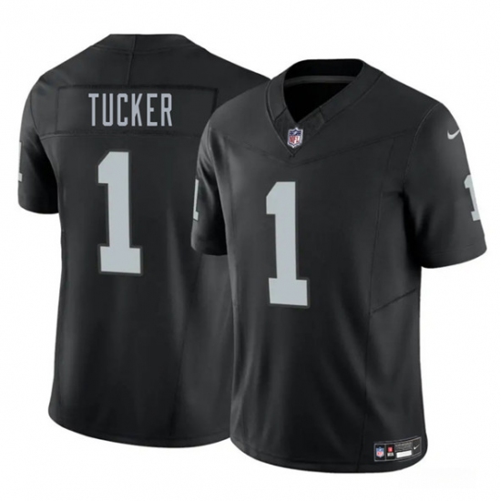 Men's Las Vegas Raiders #1 Tre Tucker Black 2025 F.U.S.E. Vapor Football Stitched Jersey - Ujersey