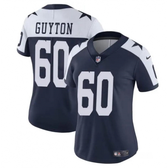 Women's Dallas Cowboys #60 Tyler Guyton Navy White 2024 Draft Vapor Thanksgiving Limited Football Stitched Jersey(Run Small) - Ujersey