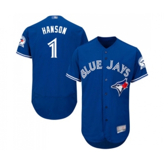 Men's Toronto Blue Jays #1 Alen Hanson Royal Blue Alternate Flex Base Authentic Collection Baseball Jersey - Ujersey
