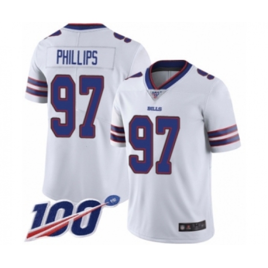 Men's Buffalo Bills #97 Jordan Phillips White Vapor Untouchable Limited Player 100th Season Football Jersey - Ujersey
