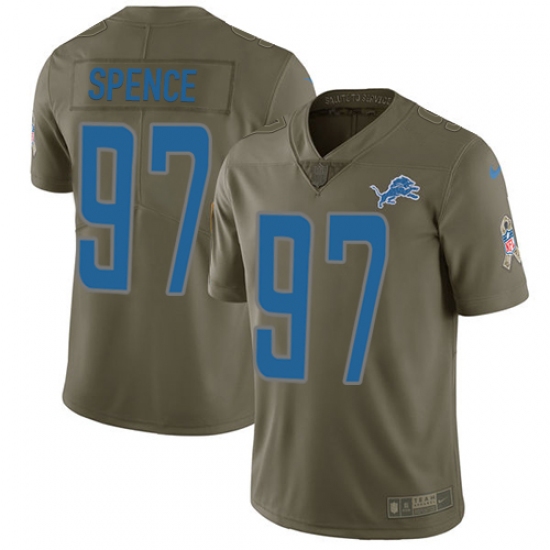 Men's Nike Detroit Lions #97 Akeem Spence Limited Olive 2017 Salute to Service NFL Jersey - Ujersey