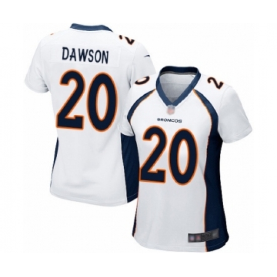 Women's Denver Broncos #20 Duke Dawson Game White Football Jersey - Ujersey