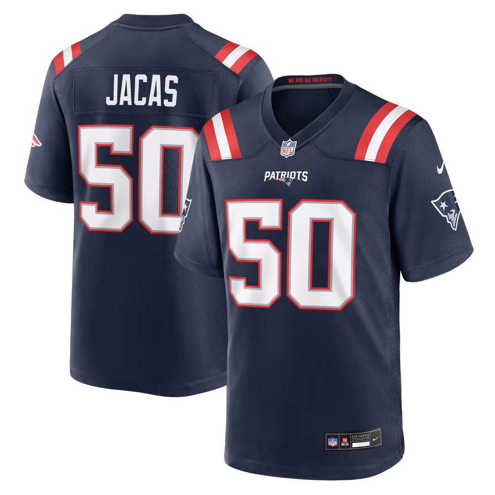 Men's New England Patriots Gabe Jacas Nike Navy Team Game Jersey - U-jersey