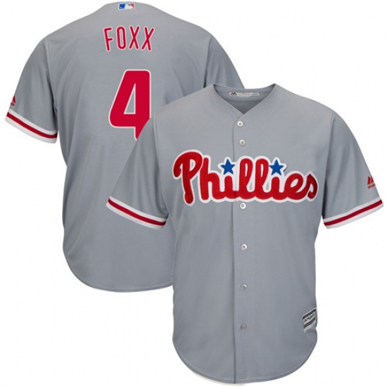 Men's Majestic Philadelphia Phillies #4 Jimmy Foxx Replica Grey Road Cool Base MLB Jersey - Ujersey